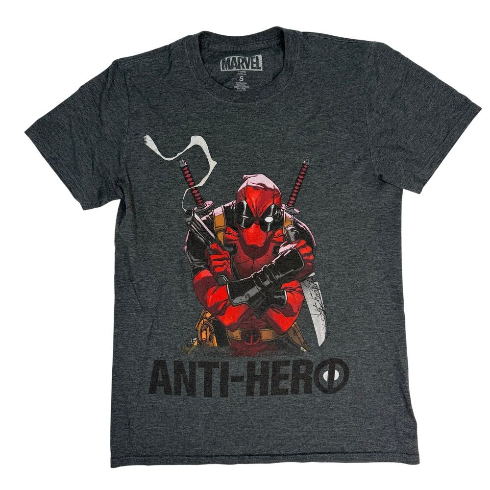 Marvel Deadpool Men’s Small T-Shirt Anti-Hero Gray Graphic
